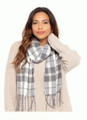 Ladies check Scarf with Tassels
